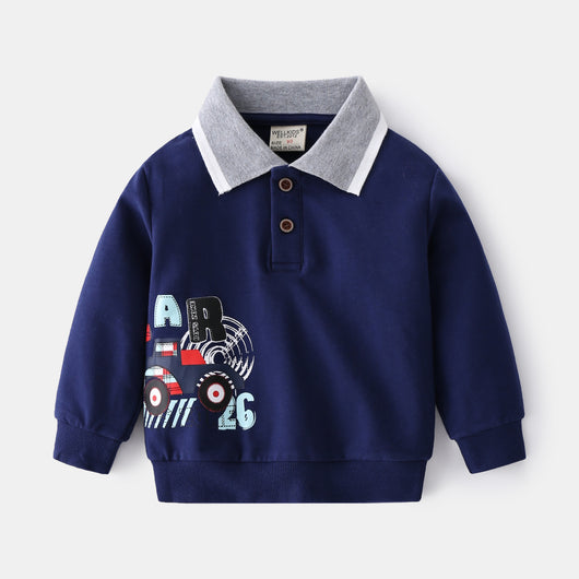 Suéter Infantil con Cuello Solapa y Estampado de Dibujos Animados - Image 6