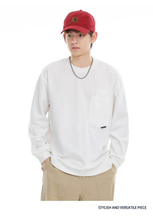 Camiseta Suelta de Cuello Redondo Manga Larga Básica para Hombre - Image 21