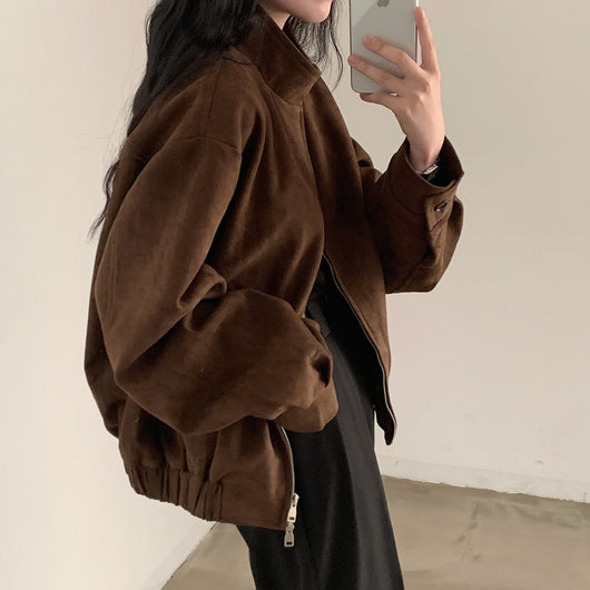 Abrigo Retro de Ante Cálido con Doble Cierre - Perfecto para Otoño Invierno - Image 40