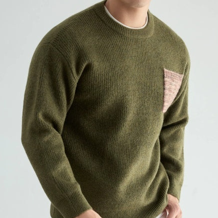 Suéter Tejido Grueso Cuello Redondo para Hombre