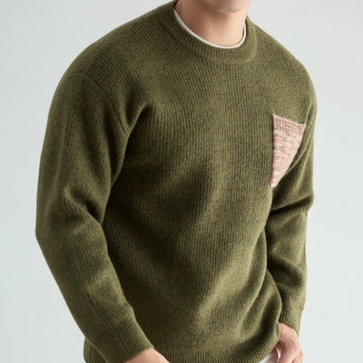 Suéter Tejido Grueso Cuello Redondo para Hombre