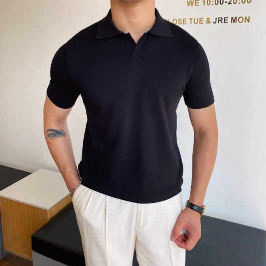 Camisa Tipo Polo Sin Botones de Cuello V para Hombre - Image 12