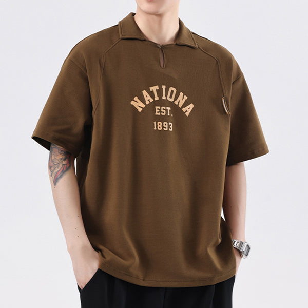 Camisa de Algodón Pesado con Solapa y Manga Corta