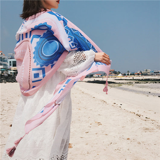 Pareo Bohemio Oversized con Protección Solar - Estilo Étnico - Image 8