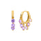 Sterling Plateado 6 Round Stone Drop Earrings Jewelry Morado Dorado