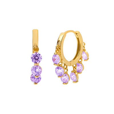 Aretes de Plata Esterlina con Piedras Redondas Colgantes - Image 8