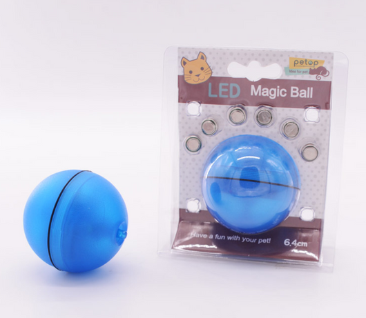 Pink pet electric toy LED rolling ball for cats, made of ABS plastic, with a black dividing line. - Image 5