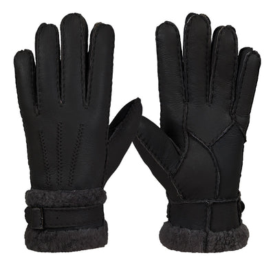 Guantes de Piel de Oveja Genuina con Dedo Dividido para Hombre - Image 9