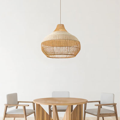 Lámpara Colgante Tejida en Ratán - Diseño Artesanal Japonés para Dormitorio y Comedor - Image 3
