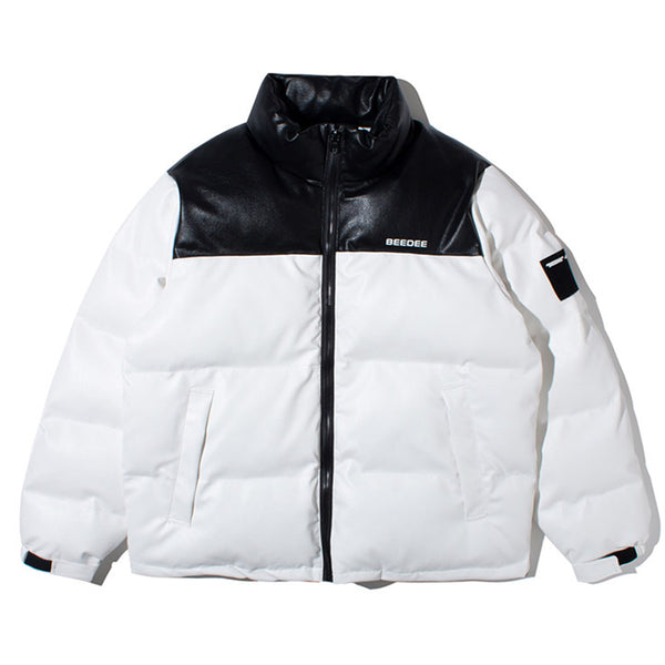 Chaqueta de Algodón con Cuello Alzado en Cuero PU - Estilo Moderno para Hombre