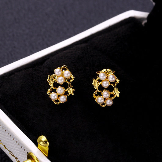 Aretes de Perla y Flor de Hoja para Mujer - Image 8