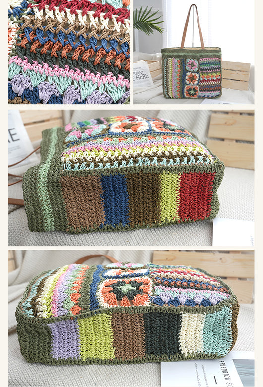 Bolsa de Playa Tejida en Papel - Estilo Europeo y Americano - Image 7