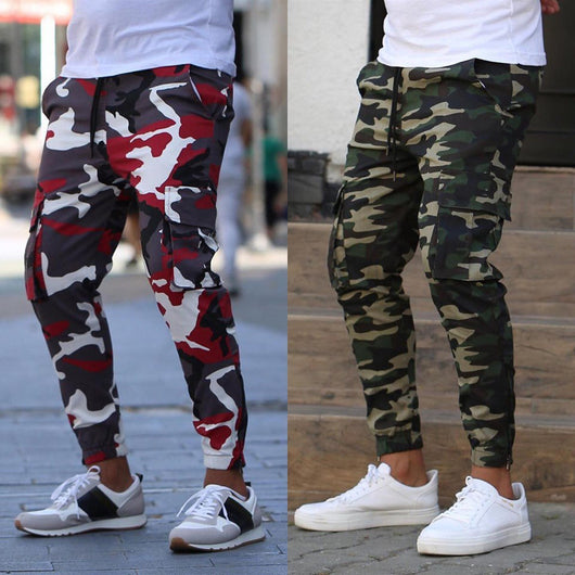 Pantalones Cargo Camuflaje Colorido con Cintura Elástica para Hombre - Image 10