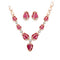 Tulip Necklace And Earrings Set Luxury Red