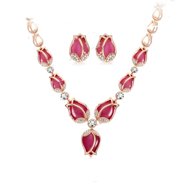 Conjunto de Collar y Aretes de Tulipán Lujo - Image 2