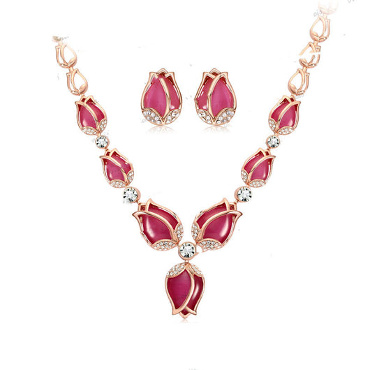 Conjunto de Collar y Aretes de Tulipán Lujo - Image 2
