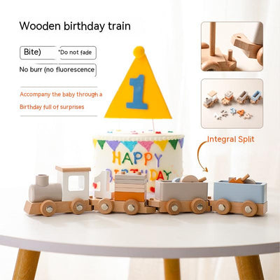Tren de Madera para Cumpleaños Infantil - Juguete Hito del Bebé - Image 2