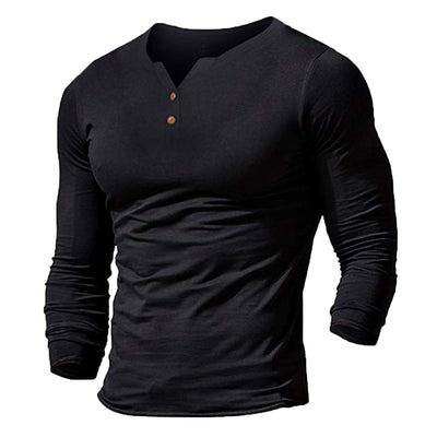 Camiseta Slim Fit Cuello V Manga Larga Color Liso para Hombre - Image 8