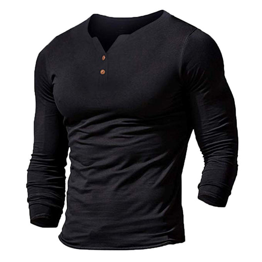 Camiseta Slim Fit Cuello V Manga Larga Color Liso para Hombre - Image 8