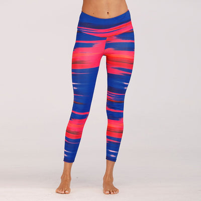 Leggins Deportivos Estampado Azul y Rojo Cintura Alta Levanta Cola - Image 3