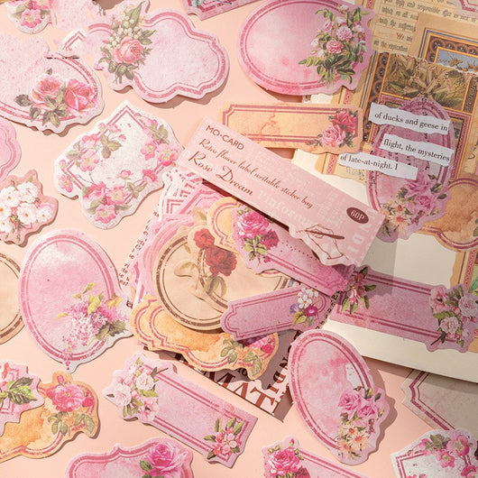 60-piece retro floral writable sticker package with 20 unique vintage garden label designs in various shapes and colors. - Image 11