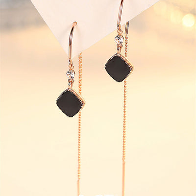 Aretes Cuadrados con Borla en Plata Esterlina para Mujer - Image 11