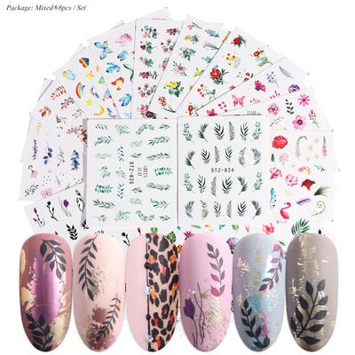 Set de Stickers para Uñas con Flores de Encaje Blanco y Negro - Image 19