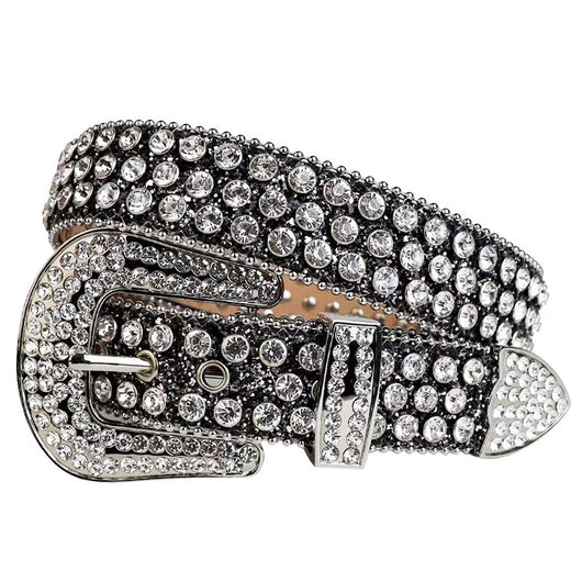 Cinturón de Aleación con Hebilla de Remaches y Cristales Brillantes para Mujer - Image 4