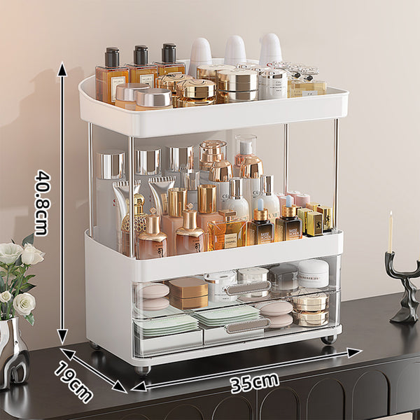 Organizador de Maquillaje 2 Cajones - Almacenamiento 4 Niveles para Baño y Tocador
