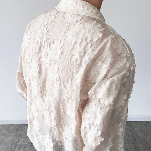 Camisa Unisex Jacquard Bordada en Tono Albaricoque - Image 13
