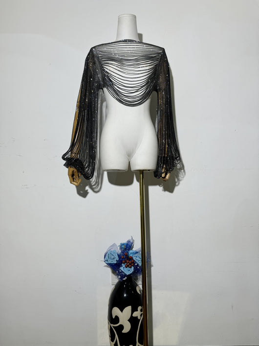 Blusa Larga con Mangas y Detalles de Diamantes - Image 6