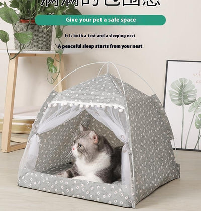 Casa Gatuna Plegable de Cuatro Esquinas con Cama Extraíble y Lavable - Image 8