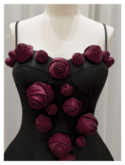 Falda Suspender Estilo Socialité Francesa con Cintura Ajustada y Flores - Image 7