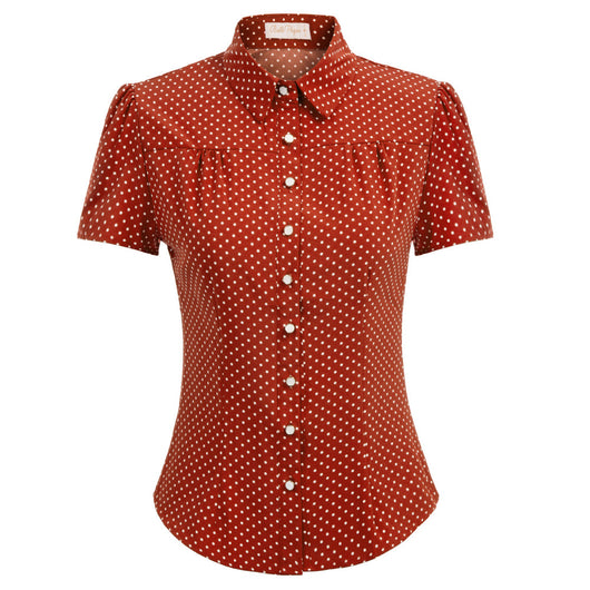 Camisa de Manga Corta con Lunares Estilo Moderno - Image 8