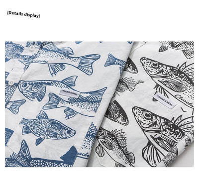 Camisa Estampada Manga Corta Suelta para Hombre Verano - Image 13