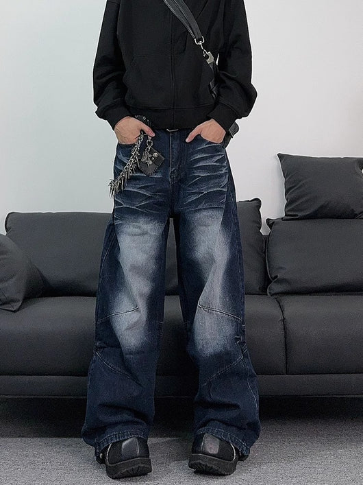 Jeans Azul Retro Desgastado Estilo Callejero Americano para Hombre - Image 12