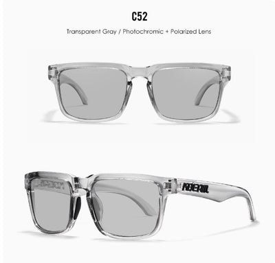 Men's and women's dazzling blue and black striped polarized sunglasses with gray lenses and a black case. - Image 43