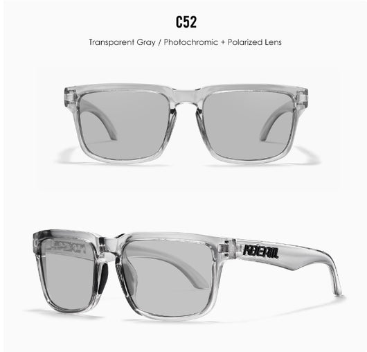 Men's and women's dazzling blue and black striped polarized sunglasses with gray lenses and a black case. - Image 43