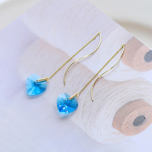 Aretes Largos de Cristal Transparente con Flecos Brillantes - Image 12