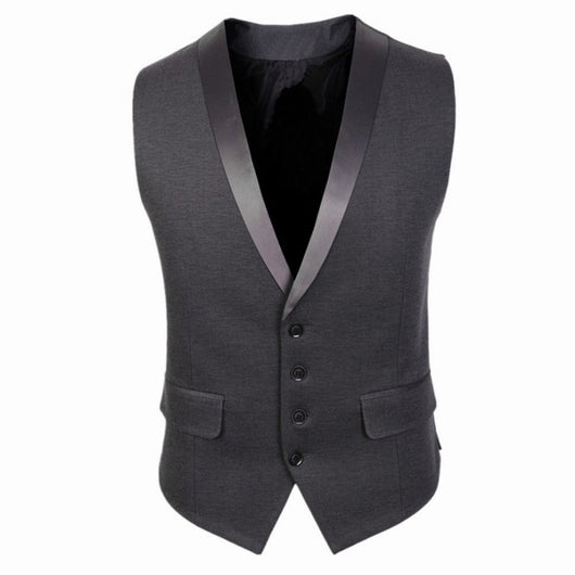 Chaleco de Traje Coreano Slim Fit Unicolor Abotonado - Image 11