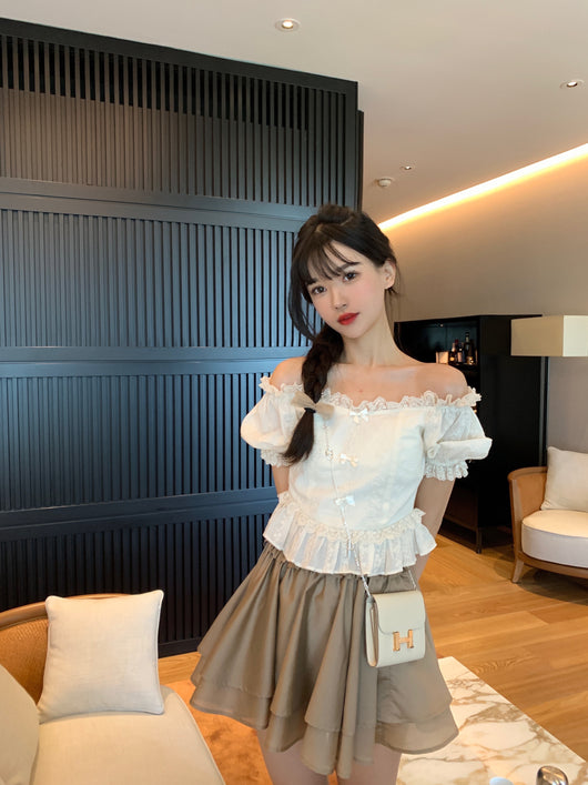 Blusa Elegante con Lazo Bordado y Encaje - Manga Corta Verano - Image 11