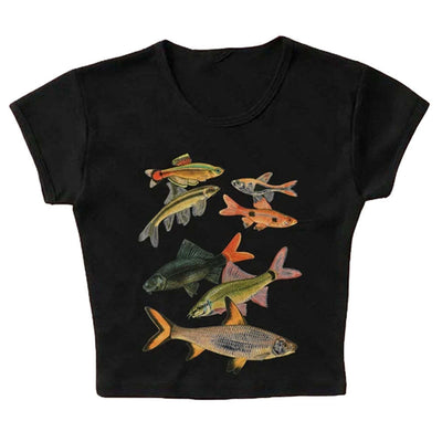 Chaleco Estampado Peces Dorados Cuello Cuadrado Ajustado Sexy - Image 7