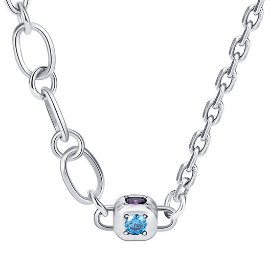 Collar Cadena Doble Dados Zirconia Colorida Plata 925 Estilo Retro - Image 6