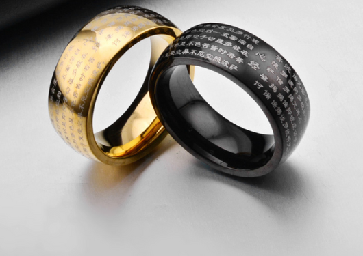 Anillo para Hombre con Grabado del Sutra del Corazón