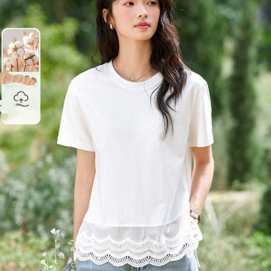 Blusa Verano Doble Capa con Diseño de Encaje Ondulado - Image 3