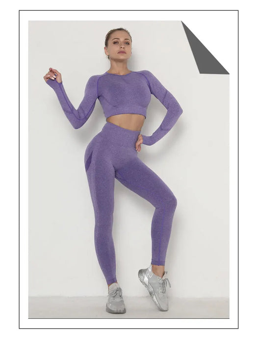 Traje de Yoga Largo Ajustado de Cintura Alta con Manga Larga - Image 38