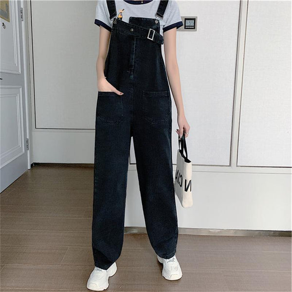 Jeans Sueltos Retro Estilo Hong Kong con Bolsillos Grandes para Mujer