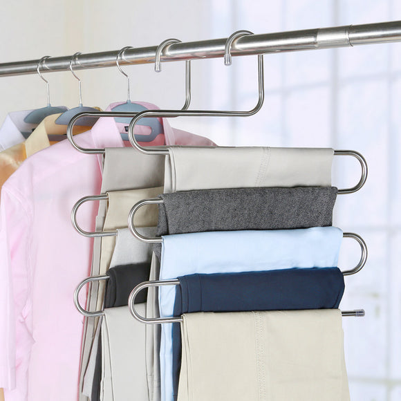 Gancho Mágico de Acero Inoxidable en S para Organizar Pantalones y Ropa