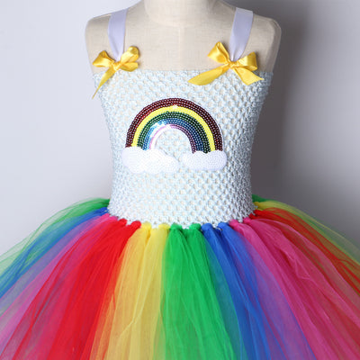 Vestido Princesa Arcoíris de Tul Brillante para Niñas - Image 10