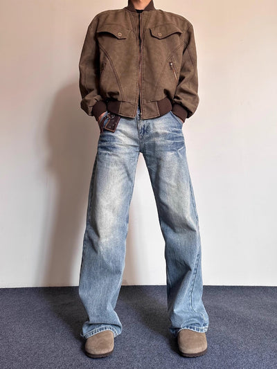 Pantalones Hombre Estilo Retro Desgastado con Rayas de Rayo y Textura de Bambú - Image 16
